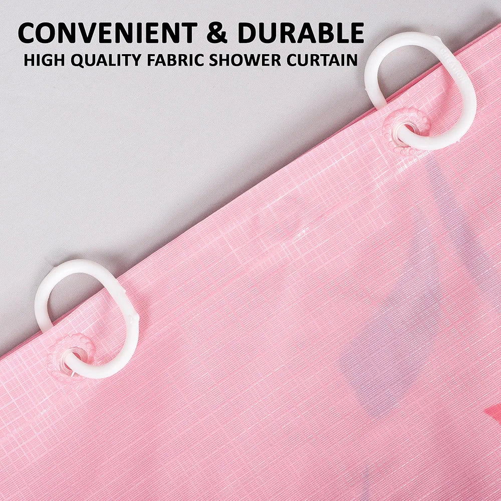 Kuber Industries Shower Curtain | 7 Feet | Bathroom Shower Curtain | AC Curtains | PVC Waterproof Window Curtain | Curtains for Bathtub | 8 Rings Curtain | Painting | Pink